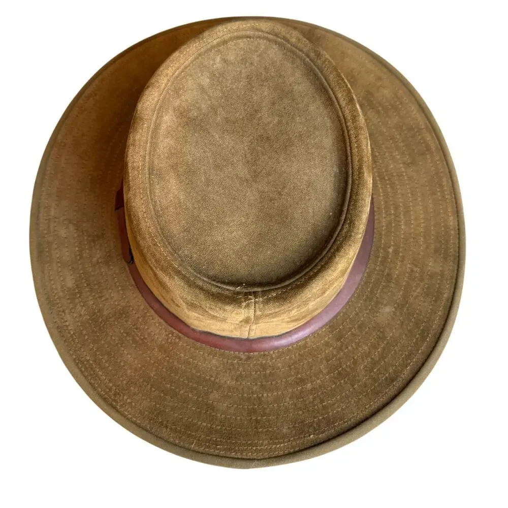 Vintage J Crew Suede Oarsman Indiana Jones Hat Brown